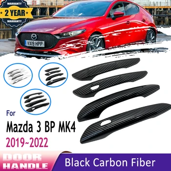 Styling Karbon Fiber Dış Kapı Kolu İçin Uygun Mazda 3 2022 Aksesuarları 4th Gen BP 2019 2020 2021 Sticker Araba Aksesuarları