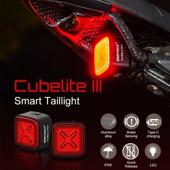2022 Enfıtnıx Cubelite III Bisiklet Akıllı Sensör Fren Arka İşık IPX6 Su Geçirmez Bisiklet Uyarı Kuyruk İşık Gece Güvenli Sürme