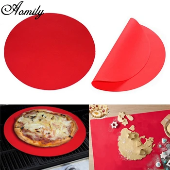 Aomily yuvarlak silikon pişirme Mat 30 cm fırın çerez Pizza levha mikrodalga pişirme pasta tepsisi ısı direnci Mat mutfak Bakeware