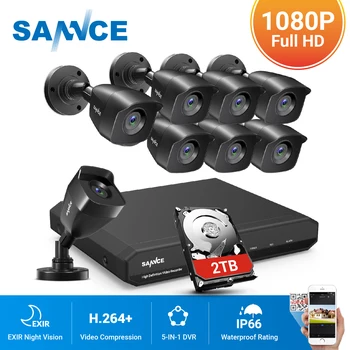 SANNCE 1080P Lite DVR H. 264 + CCTV Sistemi 4 adet 1080P 2MP Güvenlik Kameraları IP66 Açık Gece Görüş Video Gözetim Kiti