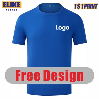 ELIKE 9 Renkler Özel T Shirt Logo Yaz Nakış Baskı Kişisel Tasarım Marka Metin Görüntü Üstleri S-4XL Erkekler Ve Kadınlar giyim