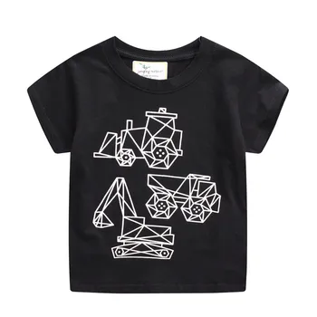 Yeni Varış Yaz Ekskavatör Baskı Bebek T Shirt Moda Pamuk Erkek Kısa Kollu Casual Tees Tops