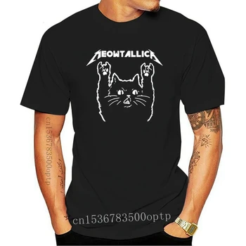Kedi Meowtallica Kedi Rock Müzik Erkek T-Shirt Koyu Heather Pamuk S-3Xl Hediye Komik Tee Gömlek