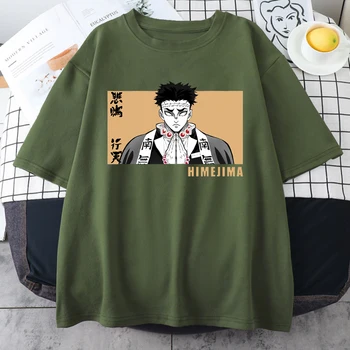 Iblis avcısı Gyomei Himejima Anime Erkek T-shirt Crewneck Yaz Kısa Kollu Pamuklu Tişört Gevşek Erkek Giyim