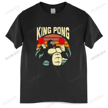 Erkek yaz pamuk tshirt gevşek üstleri Komik Kral Pong T-shirt Erkek Masa tenisi Raketi Tshirt Hediye Fikri unisex t-shirt