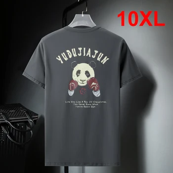 10XL Artı Boyutu Baggy Gömlek Erkekler 2021 Yaz kısa kollu T Gömlek Moda Boks Panda Baskı t-shirt Tees Erkek HA237
