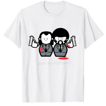 Karikatür Pulp Kurgu harajuku tshirt homme büyük boy t shirt grafik t shirt kısa kollu t-shirt Harajuku Yaz Streetwear