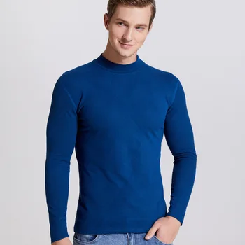 Kış sıcak Yarım Yüksek Yaka Moda termal iç çamaşır Erkekler Mock Boyun Temel düz tişört Bluz Kazak Uzun Kollu Üst Moda
