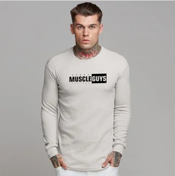 Erkekler moda T Shirt 2020 Yeni Bahar Yaz İnce Gömlek Erkek Üstleri Eğlence Vücut Geliştirme Uzun Kollu Kişilik Tees Giyim