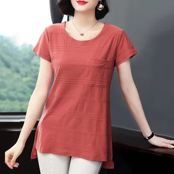 100 % Pamuklu T Shirt Kadın 2022 Yeni Yaz Moda Kore Tarzı Gömlek Kadın Gömlek kısa kollu tişört Kadın