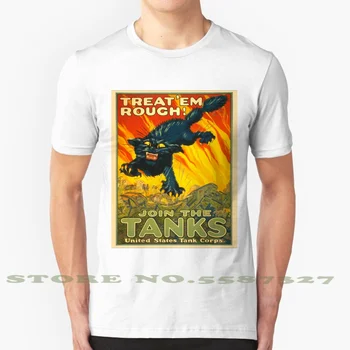Katılmak Tankları Kolordu ~ Savaş İşe Posteri ~ Siyah Kedi Ordu Tankı ~ 0592 Moda Vintage Tshirt T Shirt Dünya Savaşı Propaganda