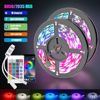 2835 5050 LED şerit ışıklar Esnek RGB Lamba Şerit TV Bant Su Geçirmez Bluetooth WİFİ Denetleyici + adaptörü app Alexa Diyot