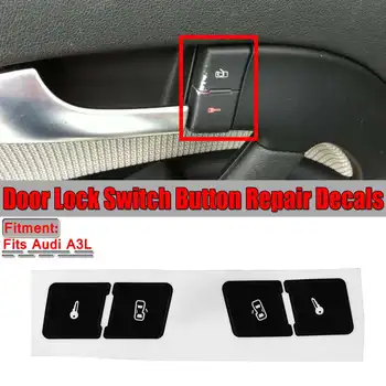 Sol + Sağ Mat Siyah Araba Kapı Kilidi Kontrol Anahtarı Düğmesi Tamir Etiketler Çıkartmaları Audi A3L Sabit Çirkin Düğme Araba Çıkartmaları