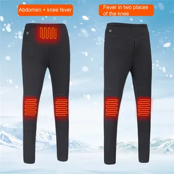 Kadın ve erkek artı kadife uzun pantolon ısıtmalı elektrikli soğuk kış elastik bel USB şarj Unisex sıcak pantolon