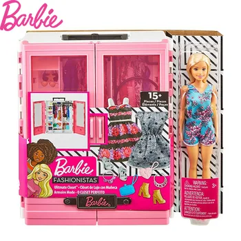 Barbie Fashionistas Ultimate Dolap Taşınabilir Moda Oyuncak Bebek Giyim Aksesuarları ve Hangarlar Çocuklar için Hediyeler