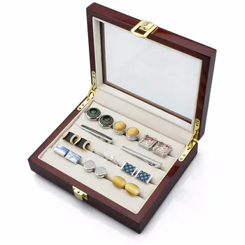 HAWSON Ahşap Ekran Kutusu Koyu Kahverengi Depolama lüks mücevher kutusu için En İyi Hediye Koca Doğum Günü mücevher kutusu takı organizatör