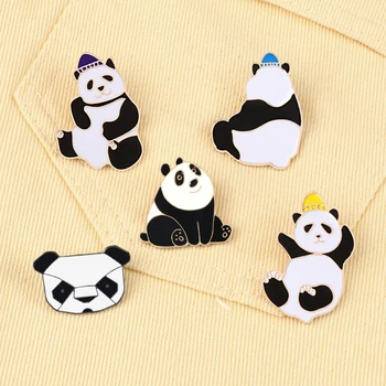 5 Stilleri Sevimli Panda Emaye Pimleri Yüksek Kaliteli Hayvan Broş Kadın Erkek Giyim Yaka Pin Badages Dekorasyon Takı Hediye Arkadaş