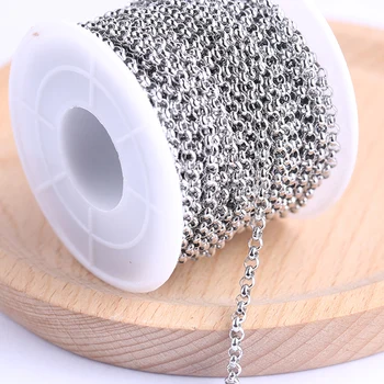 onwear 10 metre/rulo 2mm 3mm daire topu paslanmaz çelik takı zincirleri dıy toptan kolye yapımı için