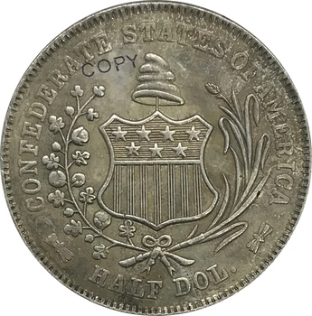 1861 Amerika Birleşik Devletleri Yarım Dolar Cupronickel Kaplama Gümüş Kopya Para