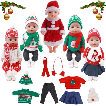Noel oyuncak bebek giysileri Kış Peluş Elbise Sıcak Kıyafet Fit 43cm Yeniden Doğmuş Bebek Bebek, 18 İnç Kız amerikan oyuncak bebek, Bizim Nesil, Rus