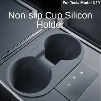 Tesla Modeli 3 Y Araba Su Bardağı Yuvası Kayma Tutucu 2021 Aksesuarları Silikon Su Geçirmez Bardak Çift Delik Tutucu Organizatör