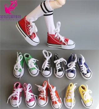 Bir çift Çeşitli Renkler 7.5 cm kanvas ayakkabılar BJD Bebek İçin Moda Mini Oyuncak Ayakkabı Bjd Bebek Ayakkabı rus bebeği Aksesuarları