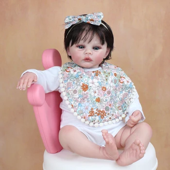 48 CM 3D Mermer Doku Cilt Görünür Damarlar Yumuşak Silikon Yeniden Doğmuş Bebek Bebek Oyuncak Kız İçin 19 İnç Bez Vücut Çocuk Giyinmek Boneca