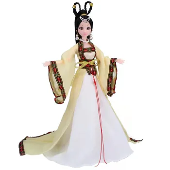 30cm Sarı Çin Antik peri elbisesi İçin barbie oyuncak bebek Giysileri Geleneksel Güzellik Kostüm Prenses Elbisesi 1/6 BJD Aksesuarları Oyuncak