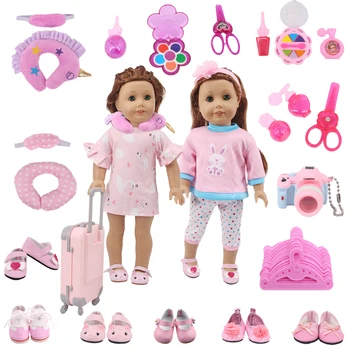 Unicorn Pembe oyuncak bebek giysileri Ayakkabı kozmetik aksesuarları Seti Fit 18 İnç Kız Amerikan, 43cm Yeniden Doğmuş Bebek Bebek, Bizim Nesil, Cadılar Bayramı