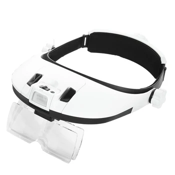 USB Şarj Edilebilir Kafa Monte Dürbün Gözlük Büyüteç Büyüteç 8 LED İşıklı Kafa Bandı Büyüteç Okuma İçin