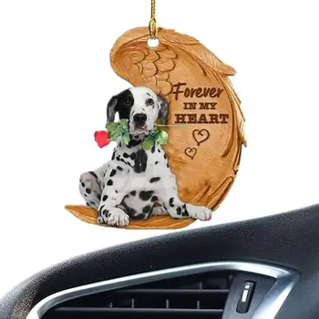 Araba Asılı Süslemeleri 2D Melek Kanat Köpek Kolye Anahtarlık Komik Yavru Köpek Süs Aksesuarları Ev Arabalar İçin Anahtar Sırt Çantası