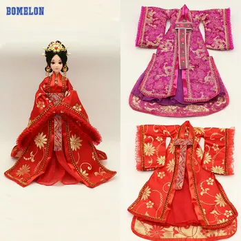 El yapımı Çin Antik Kostüm HanFu BEBEK Kız Elbise oyuncak bebek giysileri Barbie Kurhn 30cm 1/6 Bjd Bebek Aksesuarları Oyuncaklar çocuklar İçin