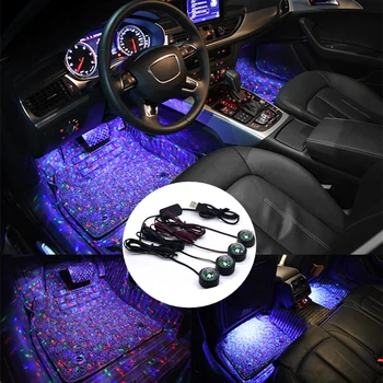 12V araba LED iç ayak ışıkları USB atmosfer lamba oto iç aydınlatma arka RGB evrensel araba ortam dekoratif ışık