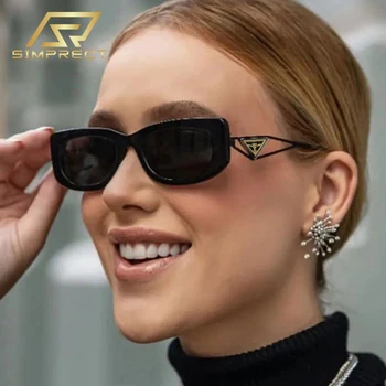 SIMPRECT Dikdörtgen Kedi Göz Güneş Kadınlar 2022 Lüks Marka Tasarımcısı Kaliteli güneş gözlüğü Vintage Retro Shades Kadınlar İçin oculos