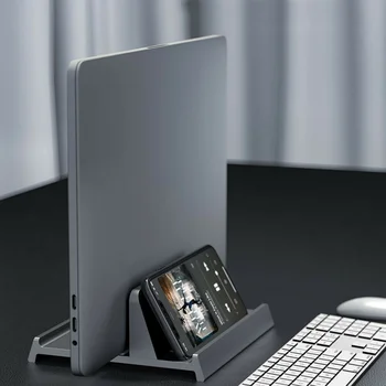 3 in 1 Dikey laptop standı Tutucu iPad Standı için Ayarlanabilir Masaüstü Dizüstü Dock Yerden tasarruf sağlayan Kitaplık Braketi Tablet Tutucu