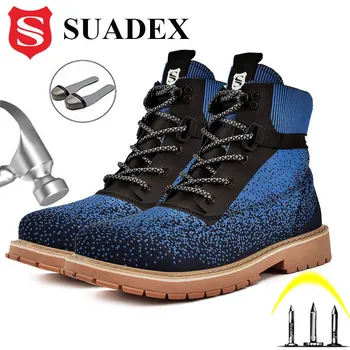 SUADEX Güvenlik Ayakkabıları Erkekler çelik burun Ayakkabı Anti-delinme iş çizmeleri Hafif Güvenlik Yıkılmaz Ayakkabı Artı Boyutu 40-46