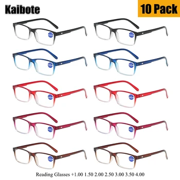 10 Paket Ucuz Anti Blue-Ray okuma gözlüğü Çok Erkekler Kadınlar için Plastik Degrade Renk Çerçeve Bilgisayar Presbiyopik Gözlük Unisex