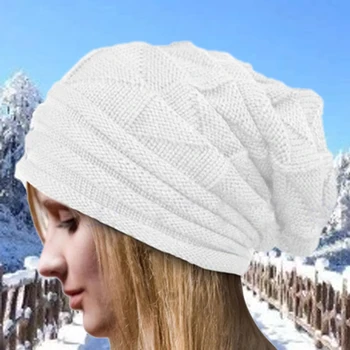 Moda Örme Baggy Bere Büyük Boy Kış Şapka Kayak Yumuşak Hımbıl Kap Skullies Beanies Kadın Erkek Kış Yün Sıcak Kap Kasketleri