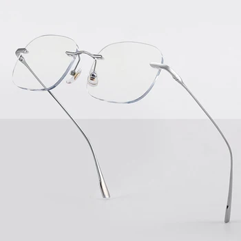 Saf Titanyum Özelleştirilmiş Lensler Şekiller Çerçevesiz Gözlük Çerçeve Adam Optik Reçete Erkekler Iş Tarzı Gözlük 99219