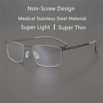 Almanya Marka Tasarımcısı Kare Gözlük Erkekler Süper Ince Tıbbi Havacılık Paslanmaz Çelik Gözlük Kadın Gözlük Çerçevesi MİKKEL
