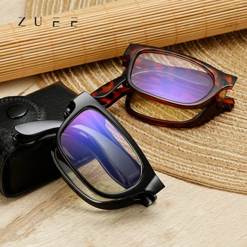 ZUEE erkek Taşınabilir Katlanabilir Gözlük TR90 Kutusu İle okuma gözlüğü Bayanlar Ultra hafif Anti-mavi ışık bilgisayar gözlük + 1.0 + 4.0