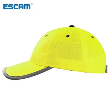 ESCAM Yüksek Görünürlük Yansıtıcı beyzbol şapkası Sarı Güvenlik Şapka Iş emniyet kaskı Yıkanabilir Şapka Güvenlik Trafik Kap