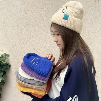 Ayı Örme Yün Kap kadın Sonbahar Kış Kazık Tarzı Japon İnternet Ünlü Şapka Boneleri Kadınlar için Skullies bere