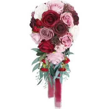 Şelale Mor Düğün Çiçekleri Gelin Buketleri Yapay Şakayık Düğün Buketleri Gül Parti Sahne Basamaklı Holding Çiçek
