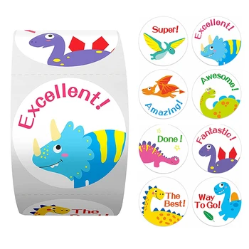 Dinozor Ödül Çıkartmaları Sevimli Hayvanlar Sticker Çocuklar için Klasik Oyuncak Dekorasyon Okul Öğretmen Malzemeleri Teşvik Etiket Etiketleri
