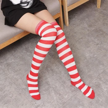 Japon animesi Tarzı Diz Çorap Bayan Sox Seksi Uyluk Yüksek Uzun Çorap Şerit Artı Boyutu Sıkıştırma