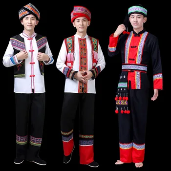 Geleneksel Çin Giyim Erkekler İçin Sahne Performansı Dans Kostümleri Çin Ulusal Giysi