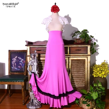 İspanyol Flamenko Dans Uygulama Elbise Etek Çok Katmanlı Kadın Giyim Fishtail DTT61