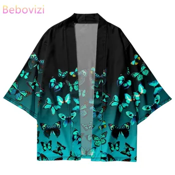 Kelebek Baskı Moda Japon Hırka Kadın Geleneksel Asya Giyim Harajuku Cosplay Gömlek Yukata Haori Plaj Kimono