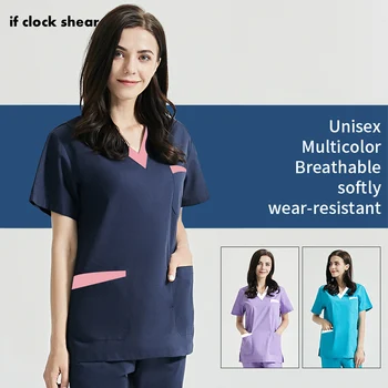 Nefes Tıbbi Çalışma Üniformaları Scrubs Setleri Pet Bakım Iş Elbiseleri Erkekler Yüksek Kaliteli Hastane Hemşirelik Iş Elbisesi Takım Elbise